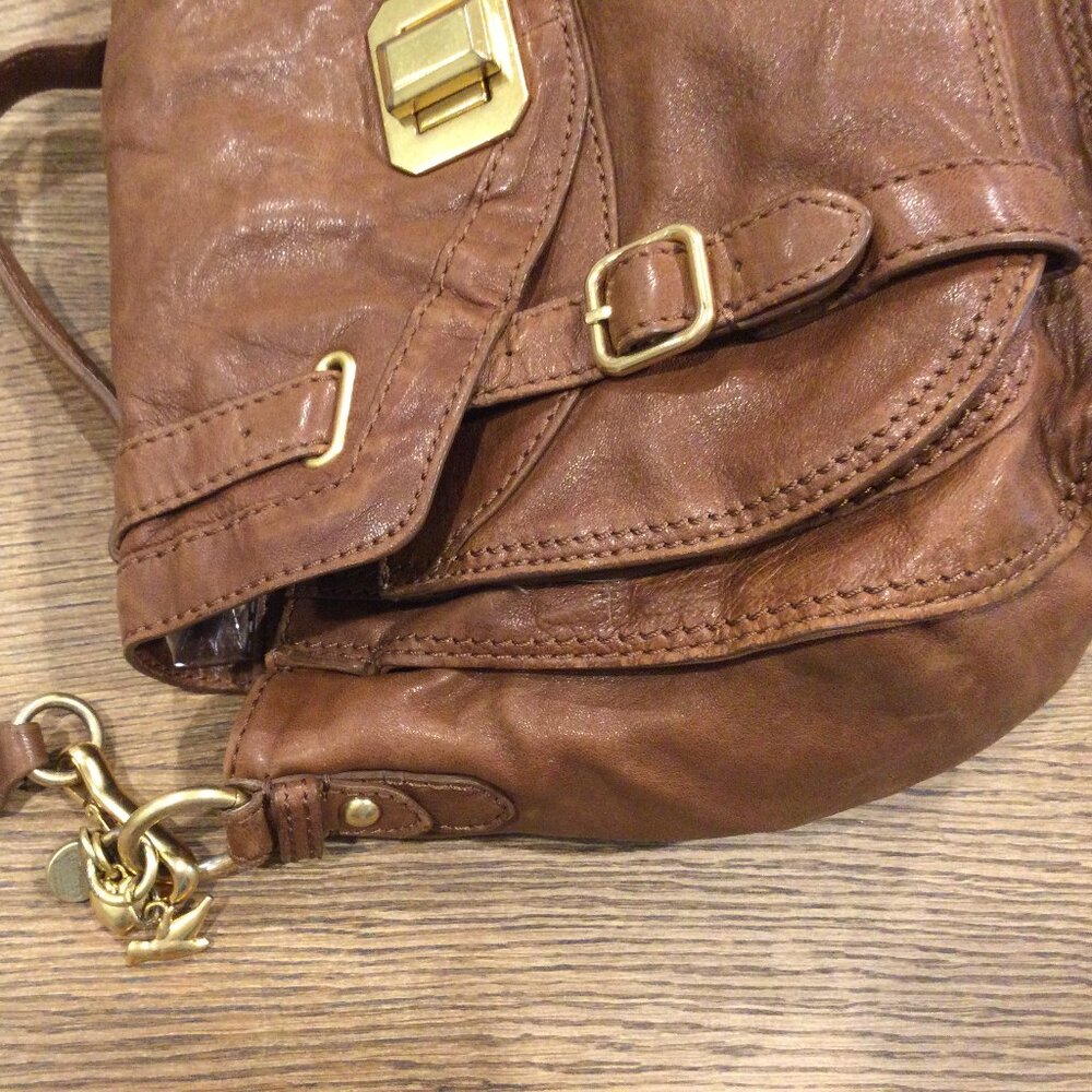 Juicy Couture Leather Cross Body Top Handle Chestnut Brown Tan Cognac - Picture 8 of 10